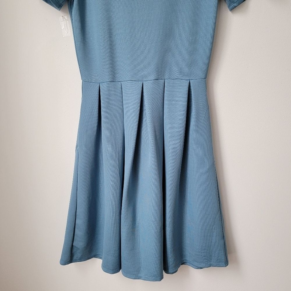 LULAROE Solid Slant Pocket Pleated Dress Light Blue Size Small - Picture 10 of 11